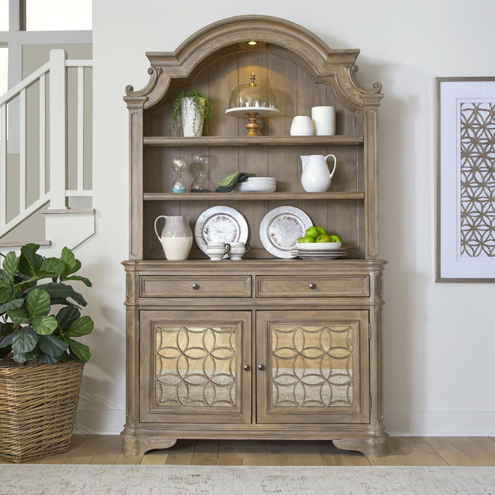 Liberty Furniture Magnolia Manor Buffet with Hutch in Weathered Bisque
