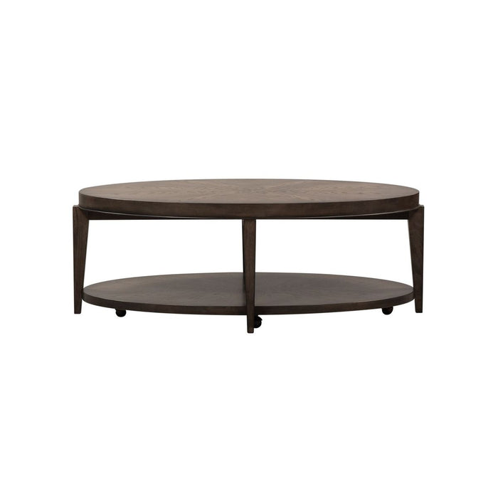 Liberty Furniture Penton Oval Cocktail Table in Espresso Stone image