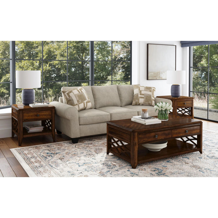 Phillipe 3PC Occasional Table Set in Cherry-Coffee Table & Two End Table