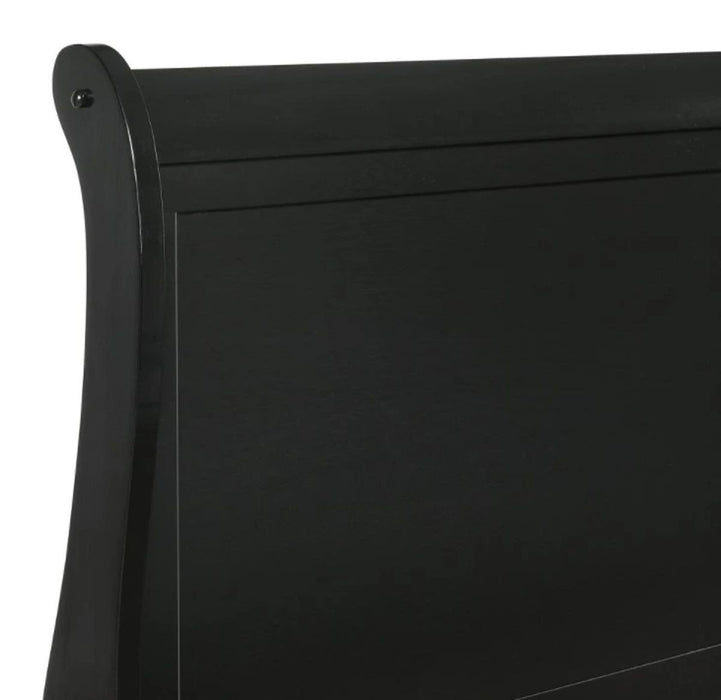 Elements International Louis Philippe King Panel Bed in Black