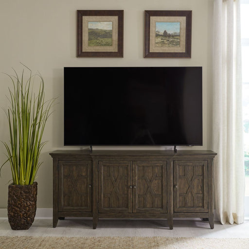 Liberty Furniture Paradise Valley 78 Inch Entertainment Console in Saddle Brown image