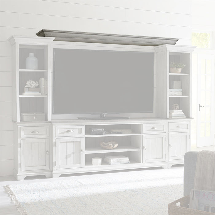 Liberty Furniture Ocean Isle Entertainment Center with Piers in Antique White with Weathered Pine 303W-ENTW-ECP