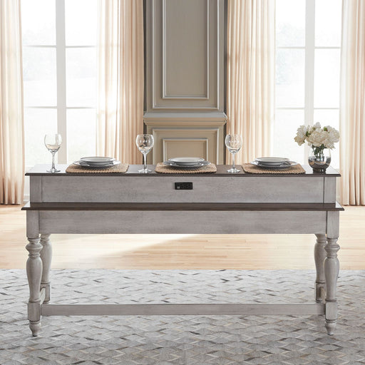 Ocean Isle Console Bar Table in Antique White with Weathered Pine image