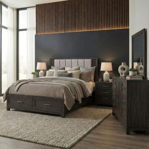 Modern Edge Queen Storage Bed, Dresser & Mirror, Night Stand image