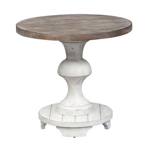 Sedona Round End Table in Heavy Distressed White - Furniture House (VA)