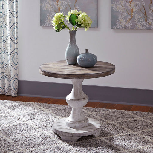 Sedona Round End Table in Heavy Distressed White image