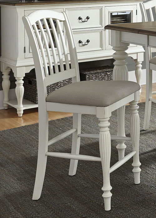 Liberty Furniture Cumberland Creek Slat Back Counter Chair in Nutmeg/White (Set of 2)