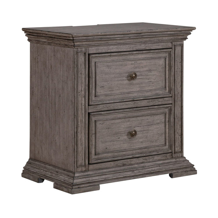Liberty Furniture Big Valley 2 Drawer Nightstand with Charging Station in Graystone image