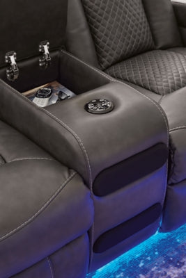 Fyne-Dyme Power Reclining Loveseat with Console - Furniture House (VA)
