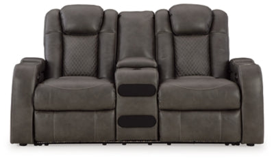 Fyne-Dyme Power Reclining Loveseat with Console - Furniture House (VA)