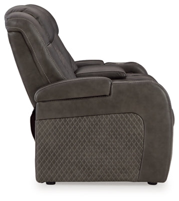 Fyne-Dyme Power Reclining Loveseat with Console - Furniture House (VA)