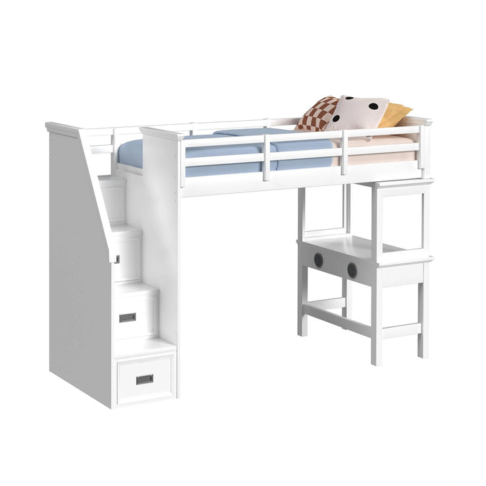 Hampton Kids Loft with Staircase and Desk with Speaker