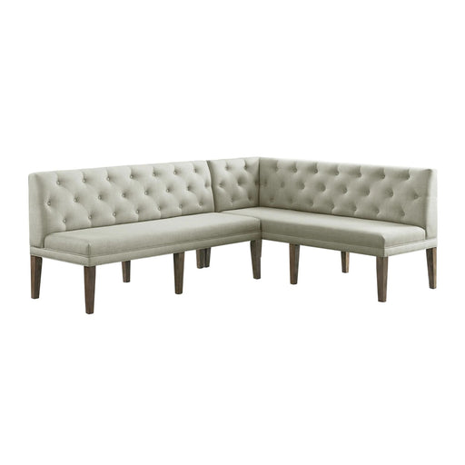 Elements International Collins Sectional Sofa Dining Set in Light Gray image