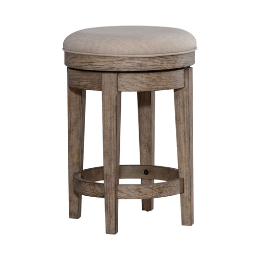 City Scape Upholstered Swivel Console Stool in White Oak Veneers - Furniture House (VA)