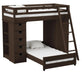 Elements International Cali Kids Twin Over Twin Super Loft Bed and Ladder with Desk and Storage in Brown image