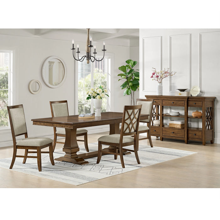 Phillipe Dining Side Chair with Grey Fabric in Cherry (2 Per Carton)