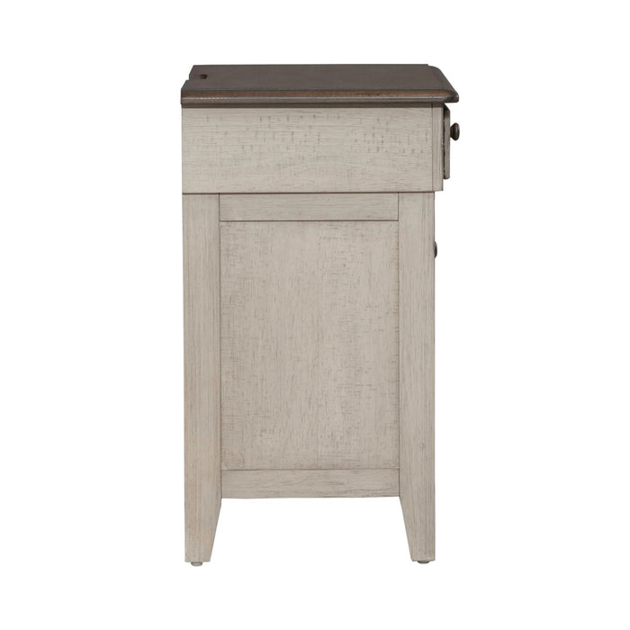 Ivy Hollow 3 Drawer Nightstand w/ Charging Station in Weathered Linen - Furniture House (VA)