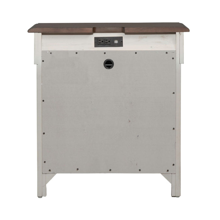 Ivy Hollow 3 Drawer Nightstand w/ Charging Station in Weathered Linen - Furniture House (VA)