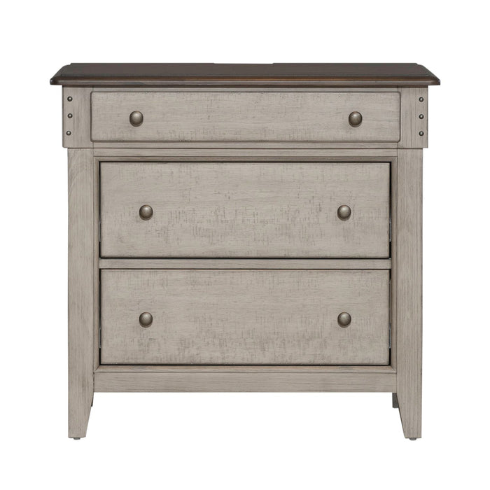 Ivy Hollow 3 Drawer Bedside Chest w/ Charging Station in Weathered Linen image