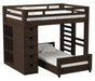 Elements International Cali Kids Twin Over Twin Bookcase Loft Bed in Brown image