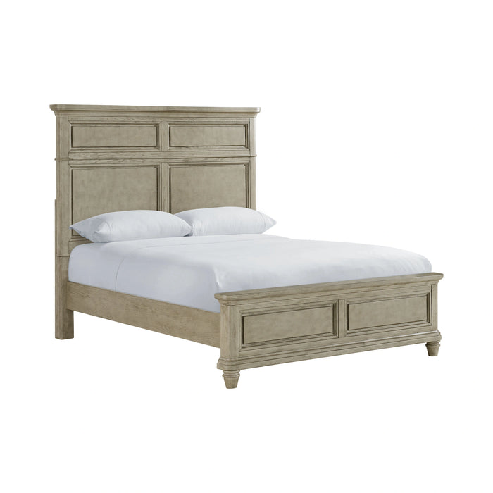 Whit-Ash Bedroom Set with 2 Nightstands in Light Grey