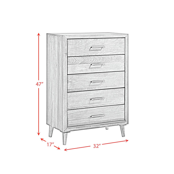 Malibu Bedroom Set with 2 Nightstands in Walnut