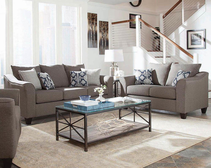 Salizar Upholstered Flared Arm Living Room Set Grey - Furniture House (VA)