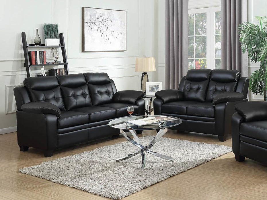 Finley Upholstered Pillow Top Arm Living Room Set Black - Furniture House (VA)
