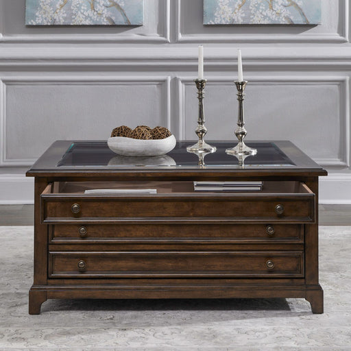 Arden Road Square Collector Cocktail Table in Satin Cherry - Furniture House (VA)