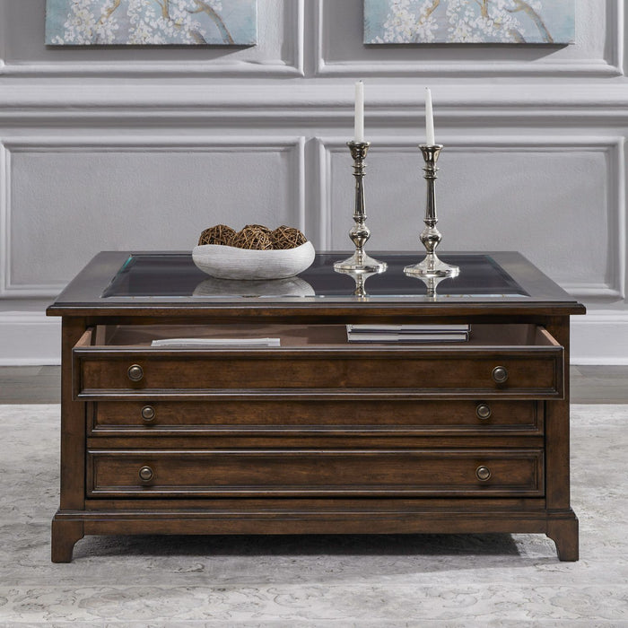 Arden Road Square Collector Cocktail Table in Satin Cherry - Furniture House (VA)
