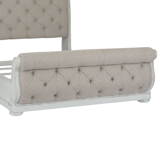 Abbey Park Upholstered Queen Sleigh Bed in Antique White - Furniture House (VA)