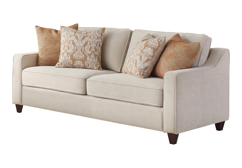 Christine Upholstered Cushion Back Sofa Beige - Furniture House (VA)