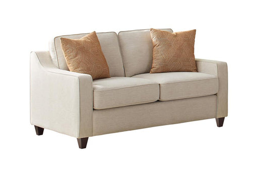 Christine Upholstered Cushion Back Loveseat Beige - Furniture House (VA)