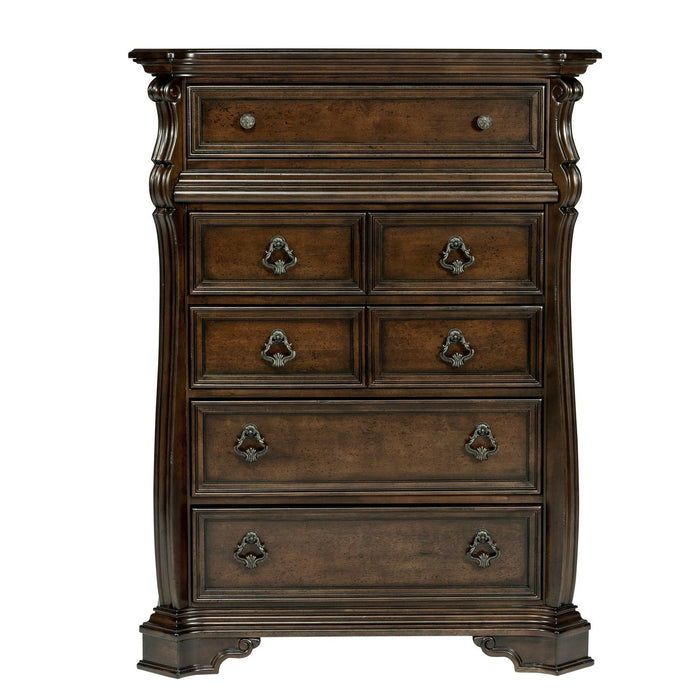Arbor Place Queen Sleigh Bed, Dresser & Mirror, Chest