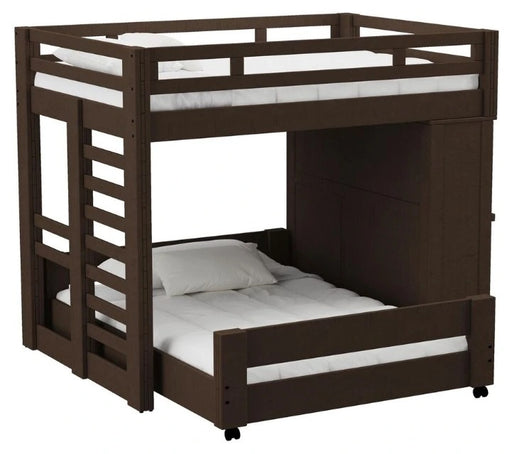 Elements International Cali Kids Twin Over Full Basic Loft Bed with Desk in Brown image