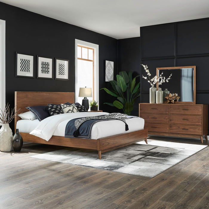 Century Modern Queen Platform Bed, Dresser & Mirror image