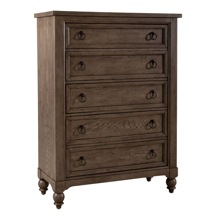 Americana Farmhouse Queen Sleigh Bed, Dresser & Mirror, Chest, N/S - Furniture House (VA)