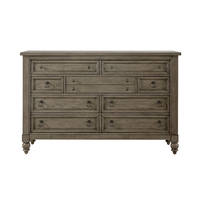 Americana Farmhouse 9 Drawer Dresser in Dusty Taupe and Black - Furniture House (VA)