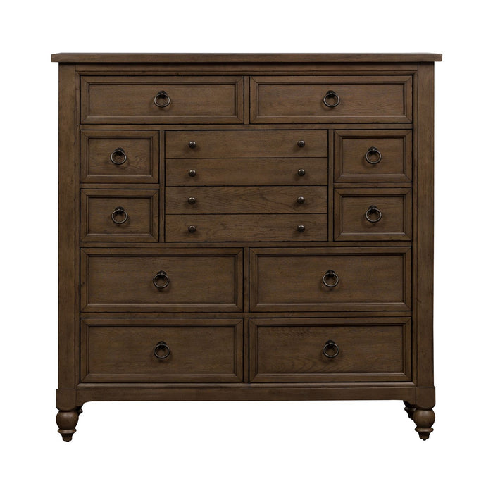 Americana Farmhouse 12 Drawer Chesser in Dusty Taupe and Black - Furniture House (VA)