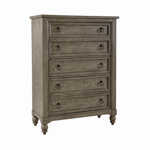 Americana Farmhouse 5 Drawer Chest in Dusty Taupe and Black - Furniture House (VA)