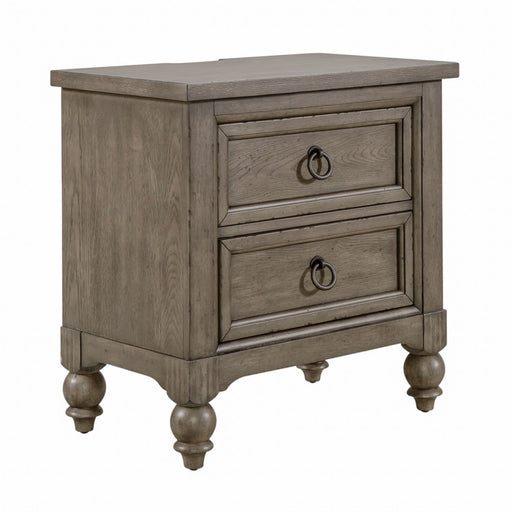 Americana Farmhouse 2 Drawer Nightstand in Dusty Taupe and Black - Furniture House (VA)