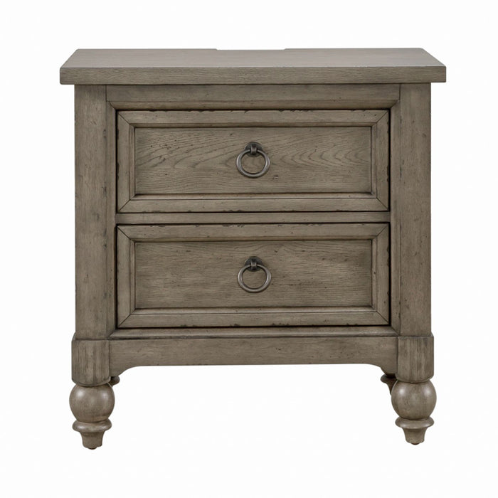 Americana Farmhouse 2 Drawer Nightstand in Dusty Taupe and Black - Furniture House (VA)