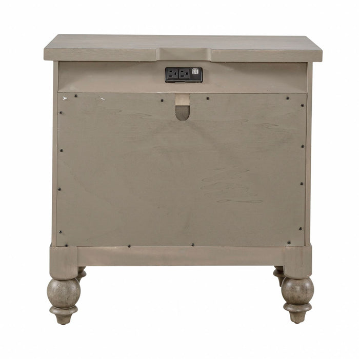 Americana Farmhouse 2 Drawer Nightstand in Dusty Taupe and Black - Furniture House (VA)