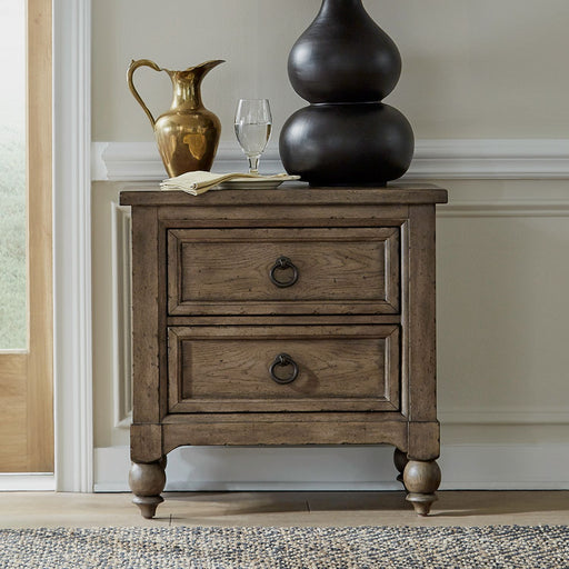 Liberty Furniture Americana Farmhouse 2 Drawer Nightstand in Dusty Taupe and Black image