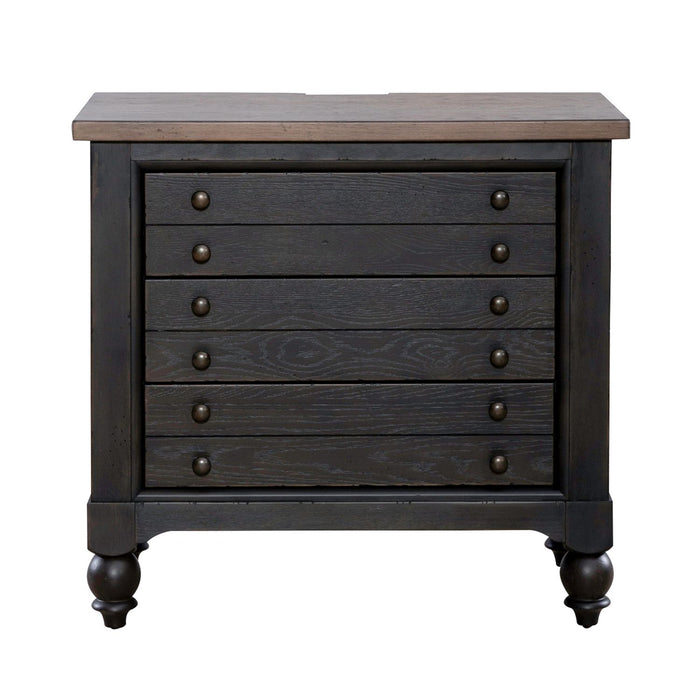 Americana Farmhouse 6 Drawer Bedside Chest in Black - Furniture House (VA)