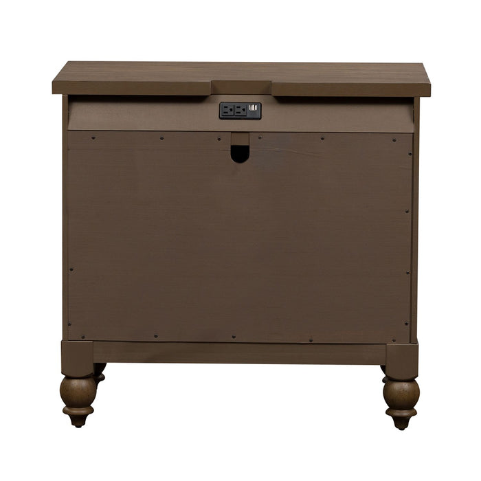 Americana Farmhouse 6 Drawer Bedside Chest in Dusty Taupe and Black - Furniture House (VA)