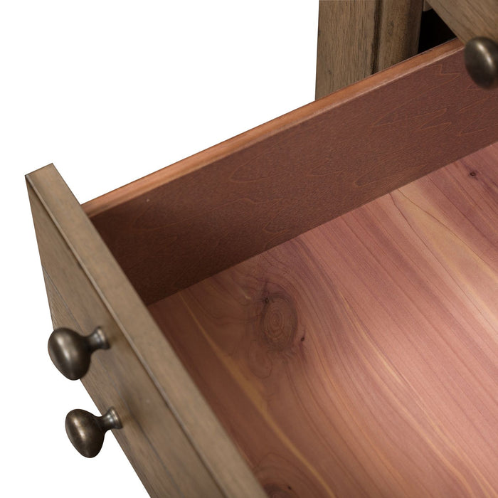 Americana Farmhouse 6 Drawer Bedside Chest in Dusty Taupe and Black - Furniture House (VA)