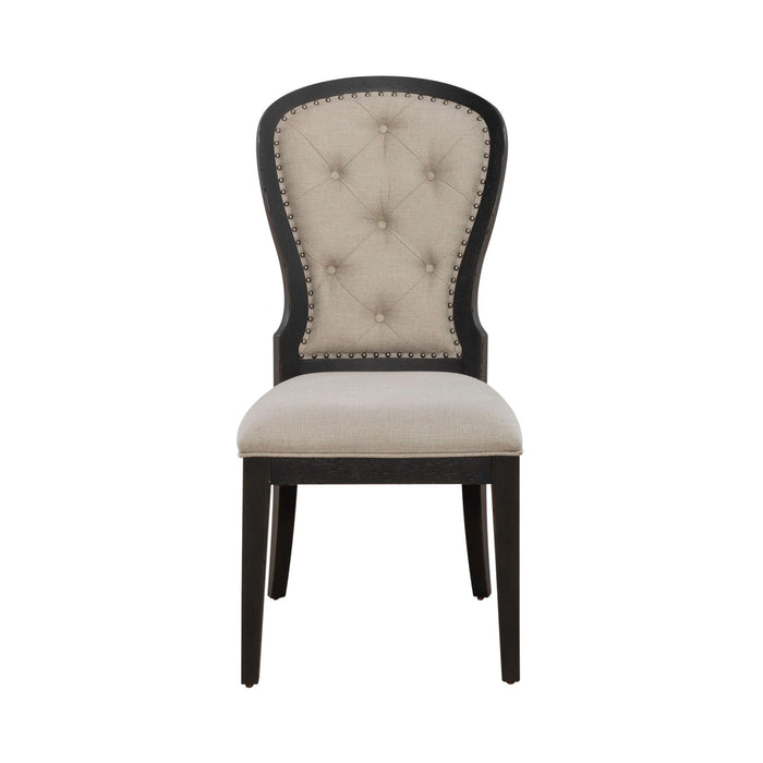 Americana Farmhouse Uph Tufted Back Side Chair - Black - Furniture House (VA)