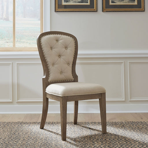 Liberty Furniture Americana Farmhouse Uph Tufted Back Side Chair (Set of 2) in Dusty Taupe & Black image