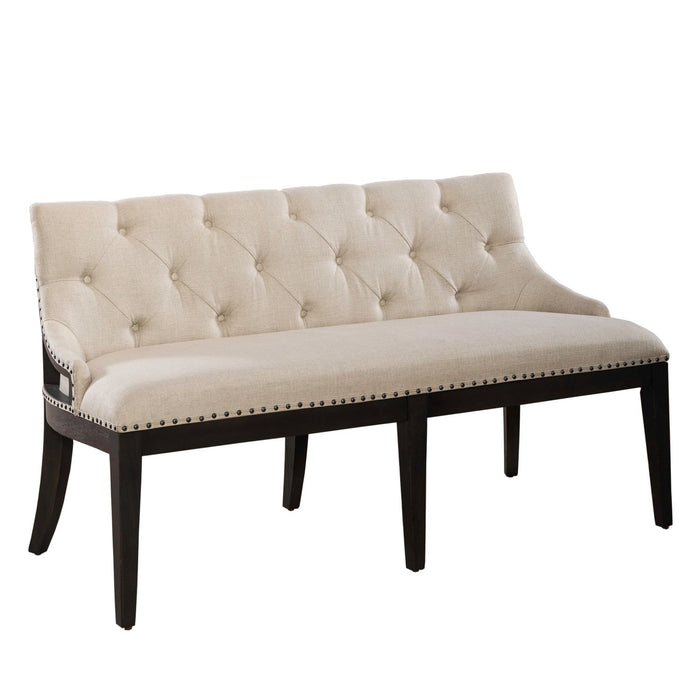 Americana Farmhouse Uph Shelter Dining Bench in Dusty Taupe & Black - Furniture House (VA)